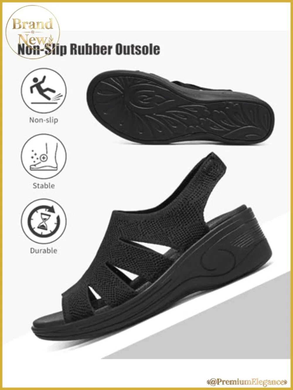 Womens Wedge Sandals Open Toe Elastic Ankle Strap Comfortable Summer Dressy
